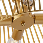 Suspension lanterne géométrique vintage dorée à 4 lumières en fer plat