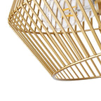 Suspension lanterne géométrique vintage dorée à 4 lumières en fer plat