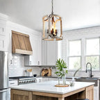 Lustre lanterne cylindrique blanc vieilli à 4 lumières - Blanchi