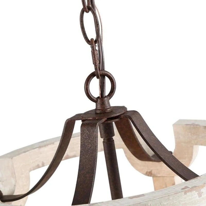 Lustre lanterne cylindrique blanc vieilli à 4 lumières - Blanchi