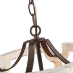 Lustre lanterne cylindrique blanc vieilli à 4 lumières - Blanchi