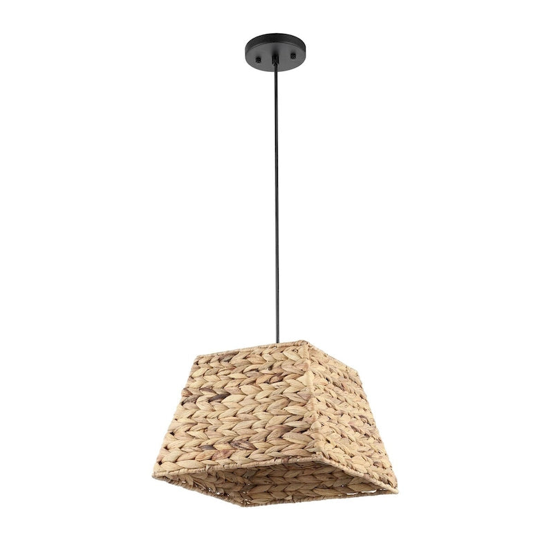 Lustre cube style ferme WINGBO, suspension en matériau naturel tissé à la main - Non disponible