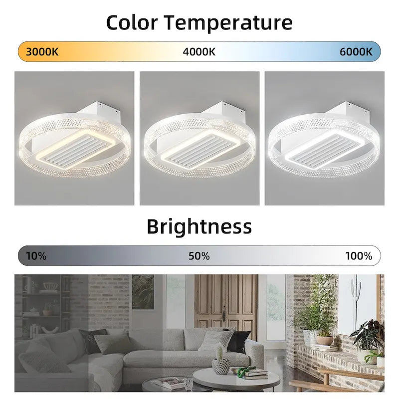 Ventilateur de plafond moderne sans pales de 50 cm (20 pouces) avec télécommande, moteur amovible et lavable, réversible