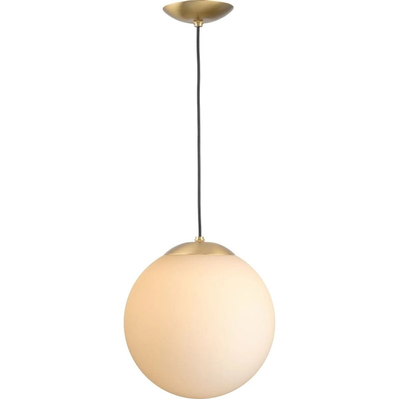 Suspension Atwell Collection en bronze brossé et globe en verre opale, grand format - 30,5 cm x 30,5 cm x 31,8 cm