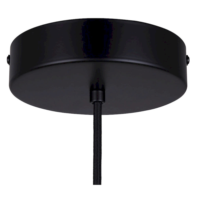 Suspension contemporaine KELVIN 1 lumière LED intégrée, noir mat et or, avec abat-jour en verre noir