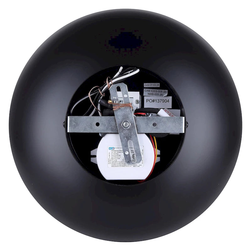 Suspension contemporaine KELVIN 1 lumière LED intégrée, noir mat et or, avec abat-jour en verre noir