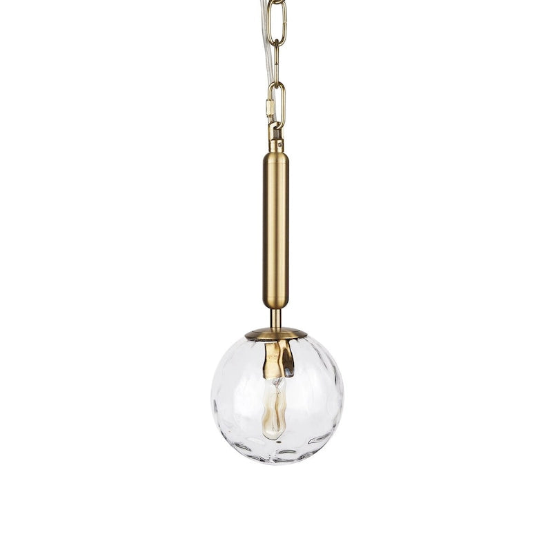 Britton Gold Metal w/ Clear Glass Globe 1-Light Pendant Light - 5.9L x 5.9W x 13.8H