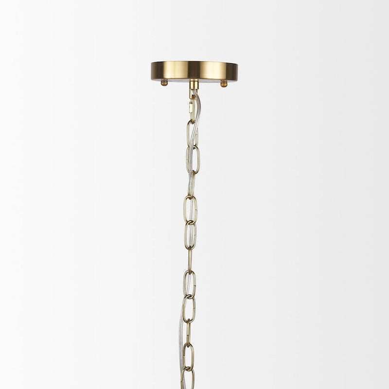 Suspension Britton en métal doré avec globe en verre transparent, 1 lumière - 15 cm (L) x 15 cm (l) x 35 cm (H)