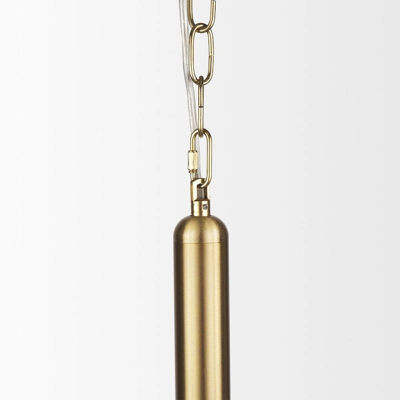 Suspension Britton en métal doré avec globe en verre transparent, 1 lumière - 15 cm (L) x 15 cm (l) x 35 cm (H)