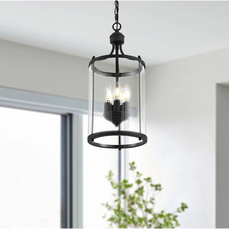 5-light Clear Glass Foyer Pendant Chandelier