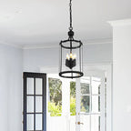 Lustre suspendu à 5 lumières en verre transparent pour hall d'entrée