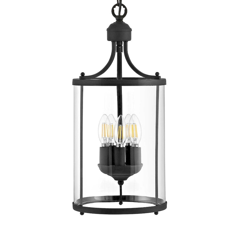 Lustre suspendu à 5 lumières en verre transparent pour hall d'entrée