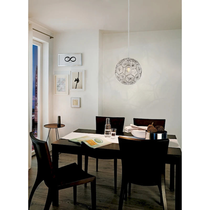 Skoura - 1-Light Pendant - Chrome Finish - Geometric Shaped Chrome Shade