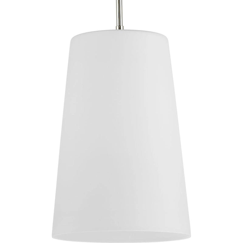 Clarion Collection One-Light Polished Nickel Etched White Transitional Pendant - 10.5 in x 10.5 in x 15.87 in
