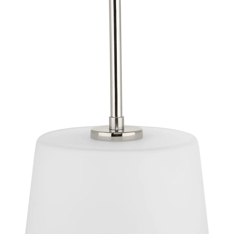 Suspension Clarion Collection à une lumière, nickel poli, blanc gravé, style transitionnel - 26,7 cm x 26,7 cm x 40,3 cm