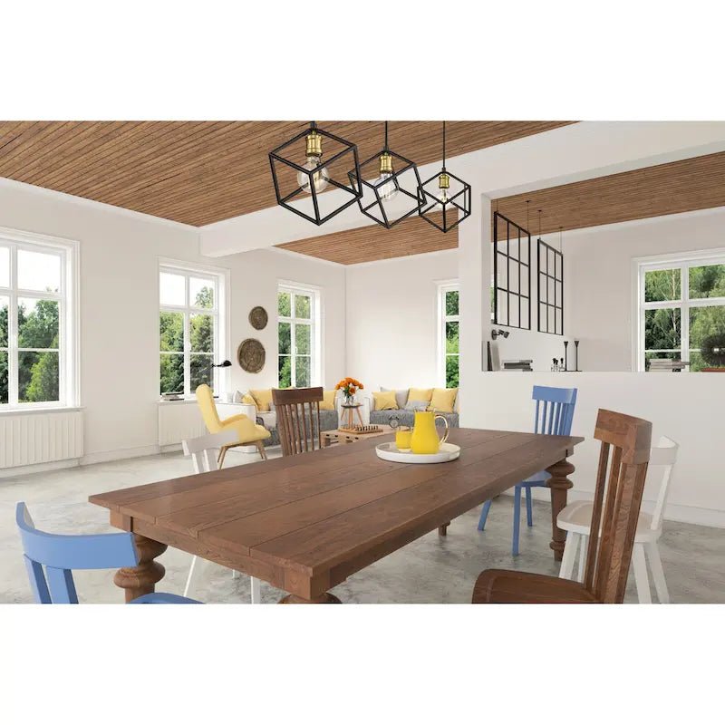 Lustre linéaire vertical à 3 lumières en bronze et laiton vieilli.