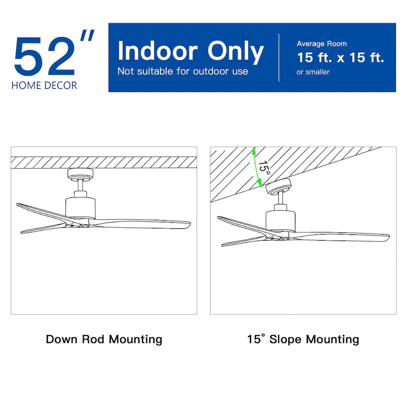 Ventilateur de plafond marron antique 52 pouces sans lumière avec télécommande