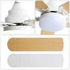 Ventilateur de plafond moderne 42 pouces avec éclairage à intensité variable 3 couleurs, 5 pales, télécommande et moteur CC réversible.