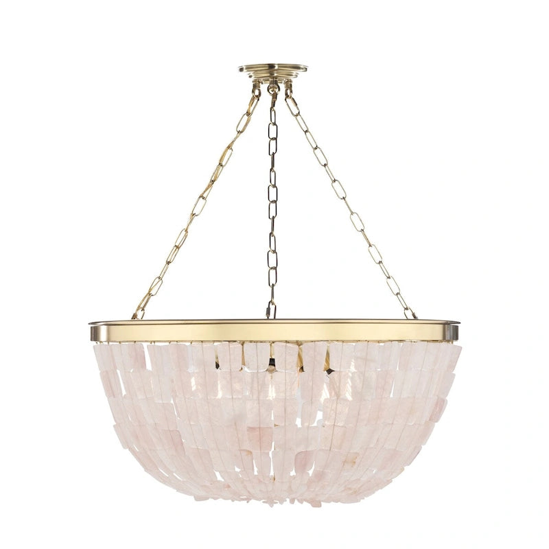 Suspension Metropolitan Brass Flotsam à 8 lumières avec quartz rose - 29,5