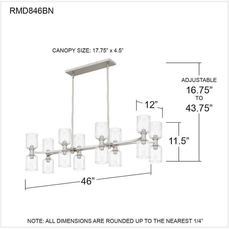 Ramada 16-Light Brushed Nickel Island Light