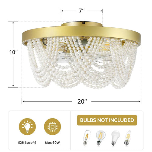 20 Ventilateurs de plafond bohèmes en cristal avec éclairage encastré