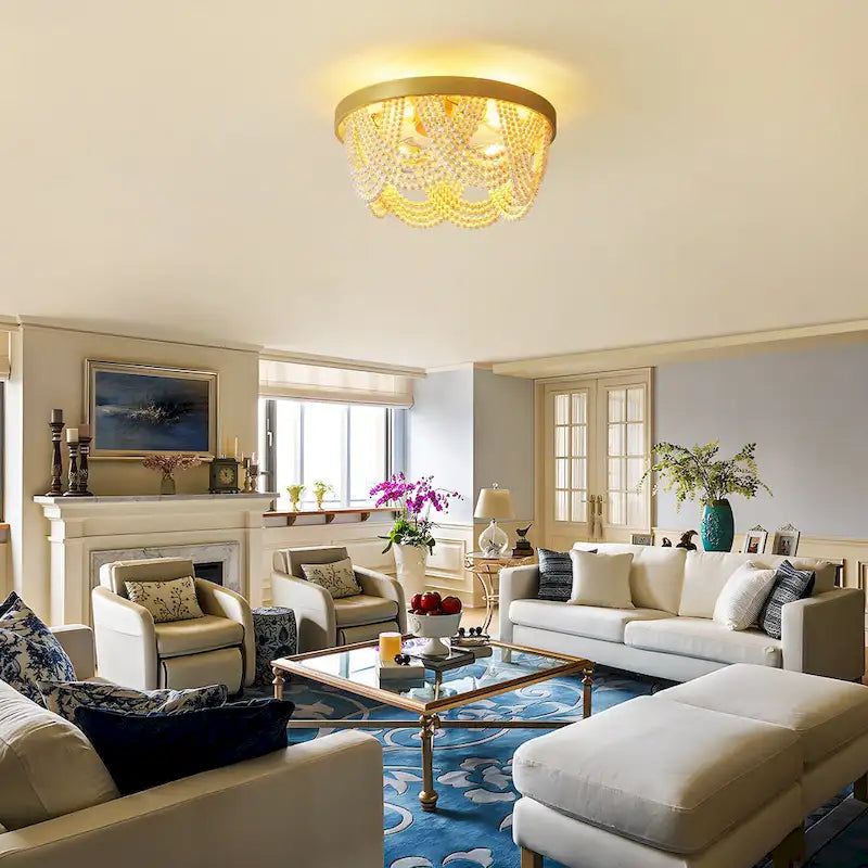 20 Ventilateurs de plafond bohèmes en cristal avec éclairage encastré