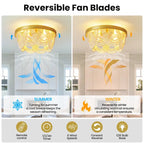 20 Ventilateurs de plafond bohèmes en cristal avec éclairage encastré