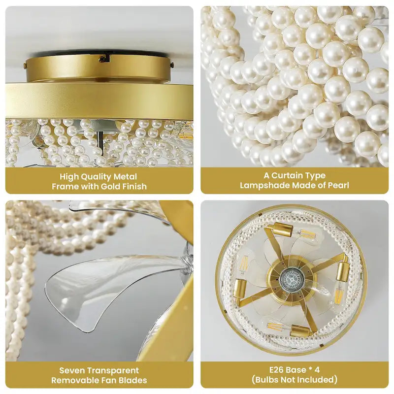 20 Ventilateurs de plafond bohèmes en cristal avec éclairage encastré