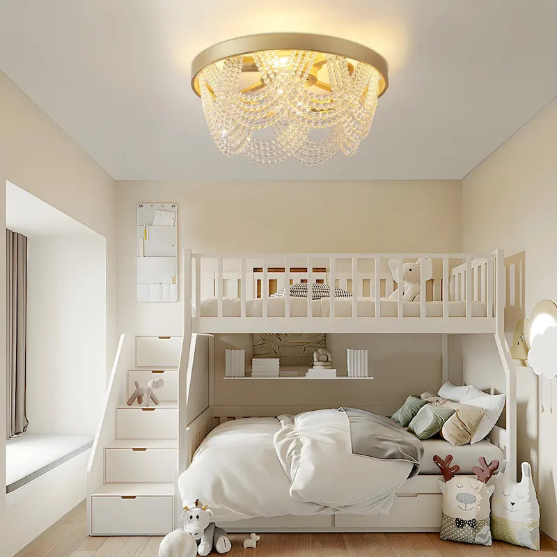 20 Ventilateurs de plafond bohèmes en cristal avec éclairage encastré