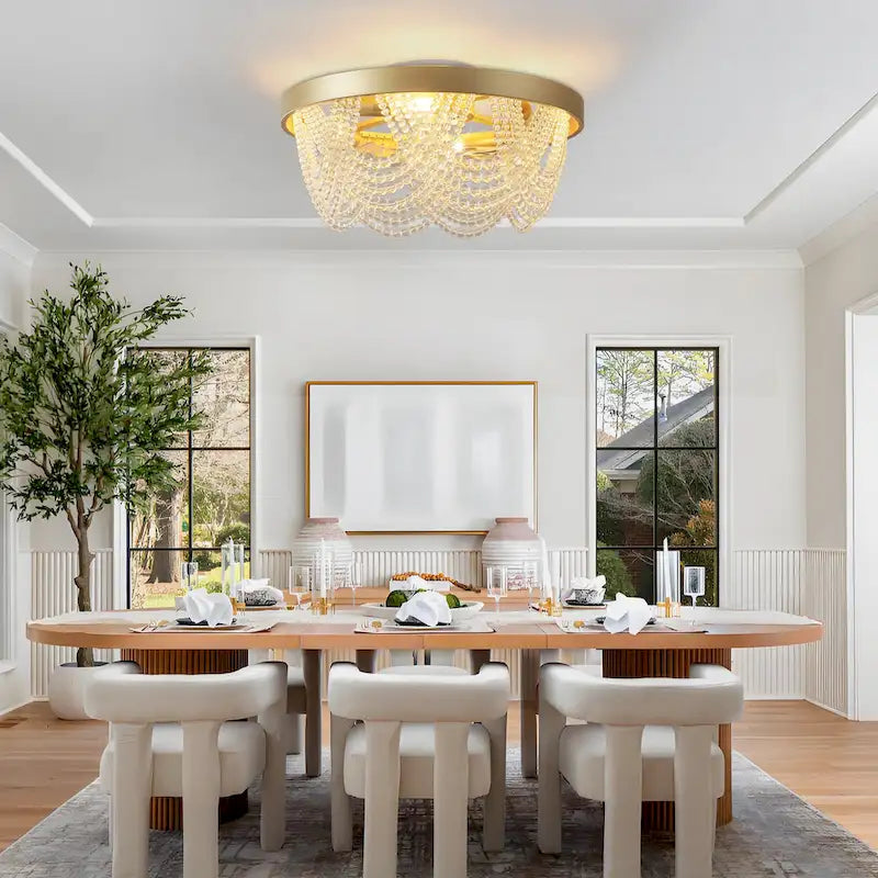 20 Ventilateurs de plafond bohèmes en cristal avec éclairage encastré