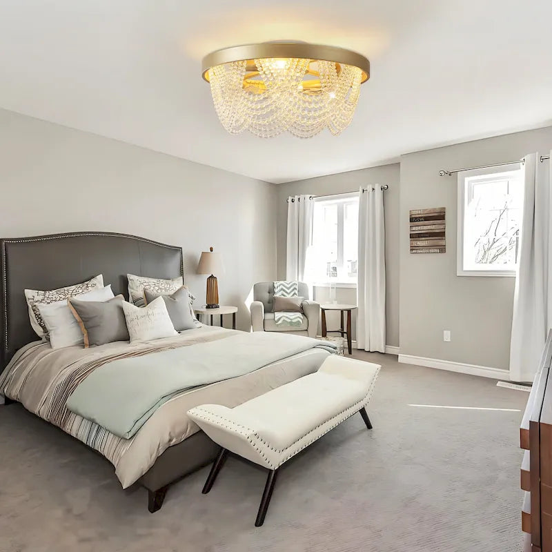 20 Ventilateurs de plafond bohèmes en cristal avec éclairage encastré